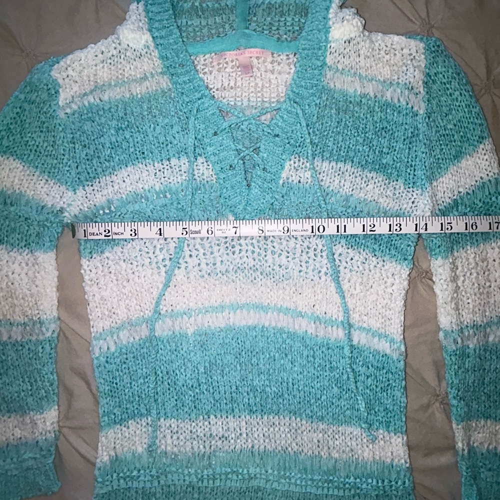 VS Striped Knit Hooded Swim Coverup Sweatshirt - Picture 4 of 11